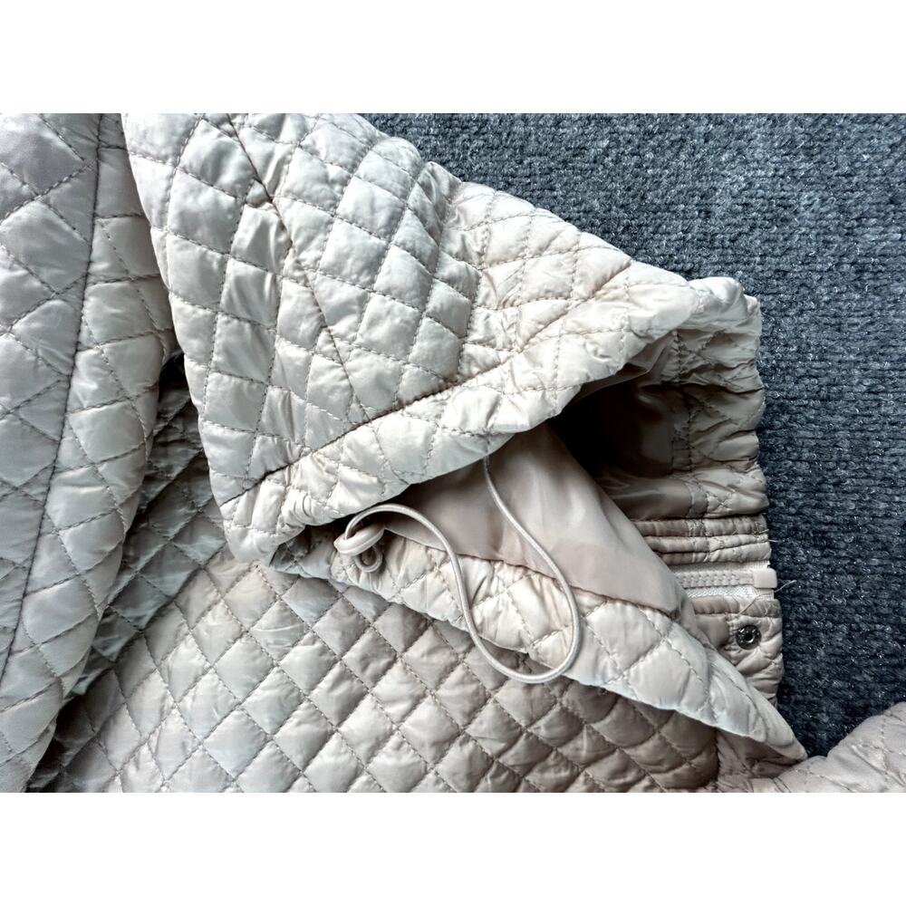 Cisono Los Angeles WM Quilted Puffer Jacket Beige Cropped Zip Coat Size Large - Picture 7 of 9